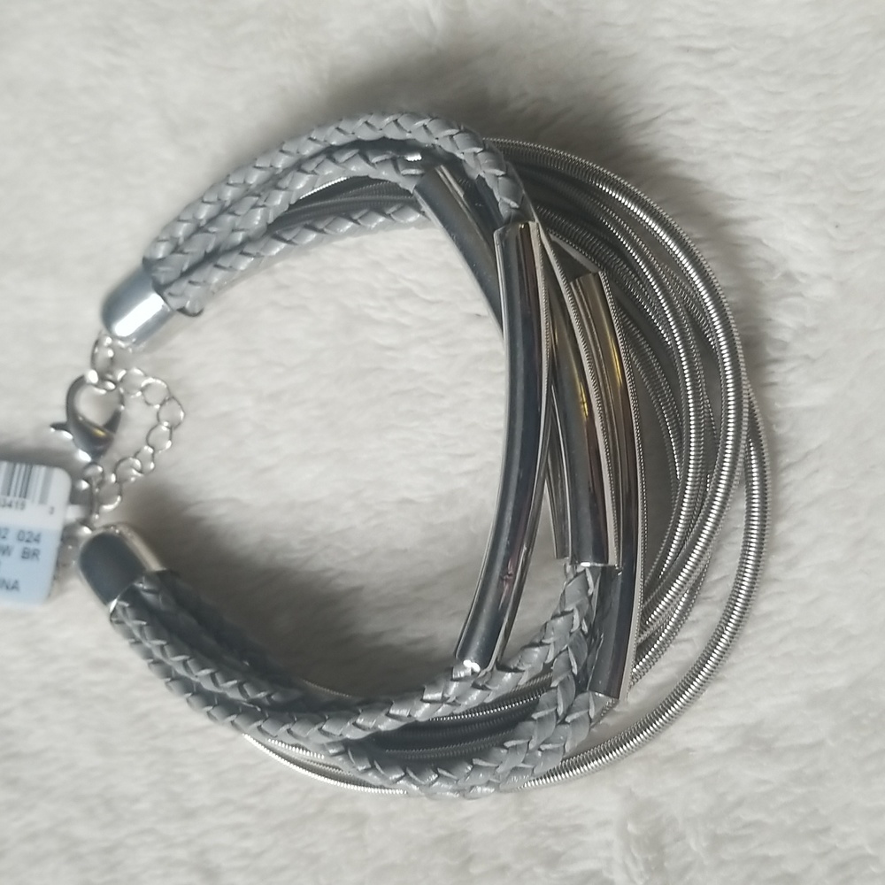 INC braided gray and silver tone bracelet.